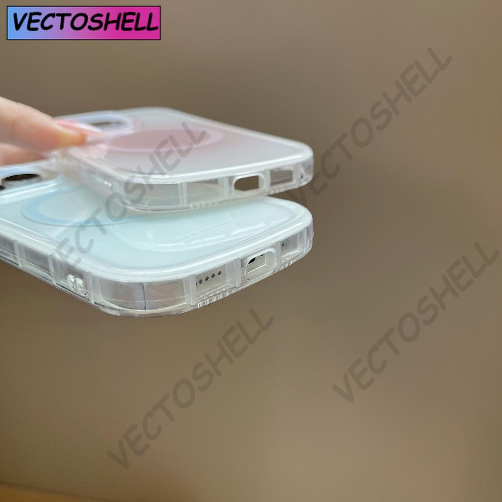New Korean Pastel Gradient Magnetic Case for iPhone 11-16 Pro Max - Shockproof Soft Silicone Wireless Charging Ready