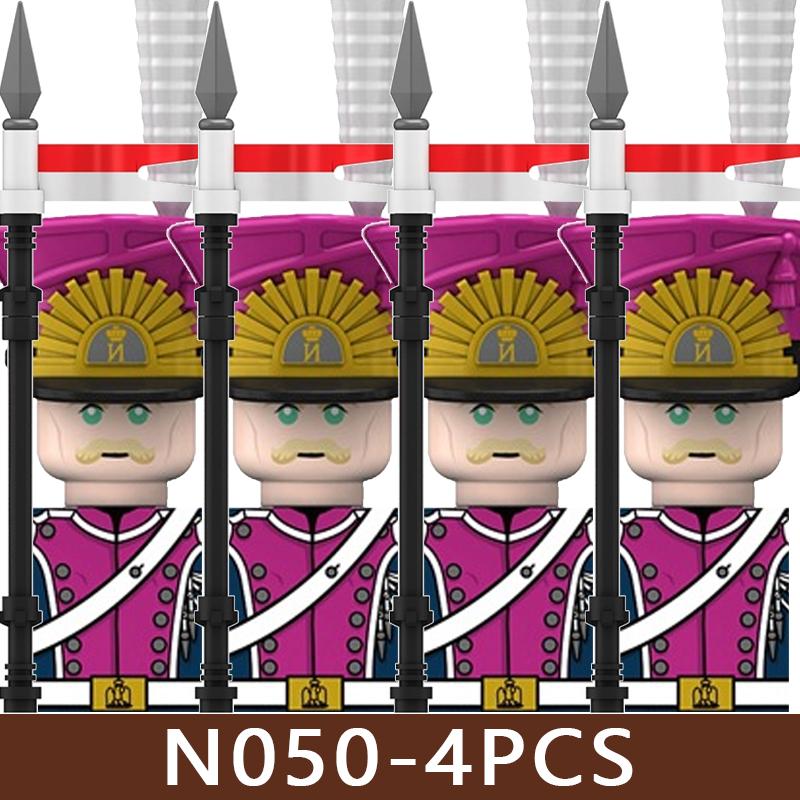 4pcs Medieval Castle Knight Building Blocks MIlitary Napoleon Soldier Figures War Army Legion Accessories Imperial Navy Bricks Toys