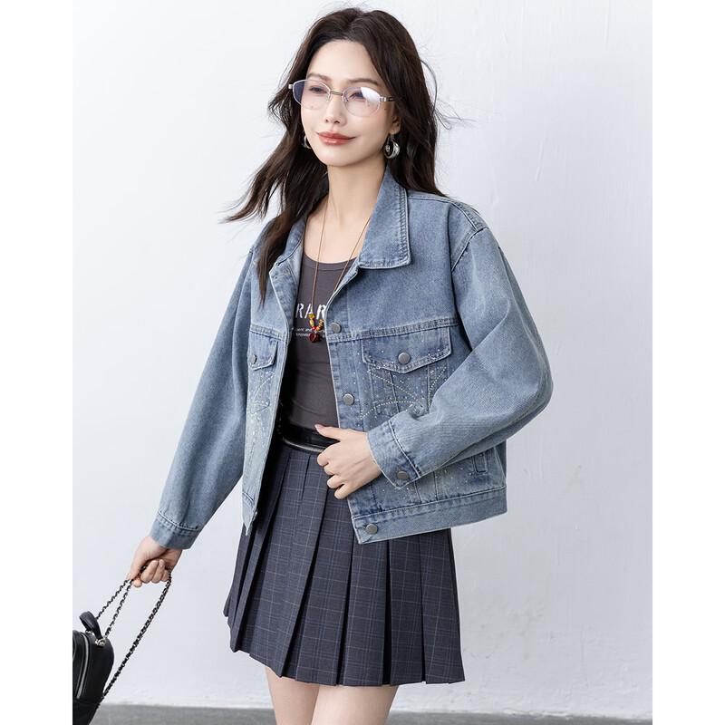 Женская ретро-короткая джинсовая куртка TERRE BLEUE L