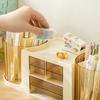 Pen Holder with Drawer Desk Organizer Transparent Rotatable Design Large Capacity Pencil Pen Holder Storage Box