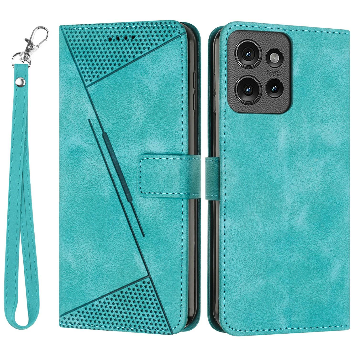 

Для Motorola Мото G 5G (2025) Чехол-сумочка с принтом в виде треугольника из кожи для телефона Green