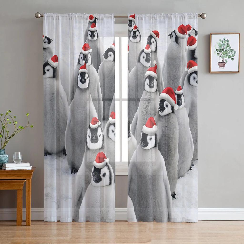 Panda Forest Funny Tulle Window Curtain for Livingroom Printed Sheer Curtain Home Decor Window Panels Chiffon Drapes