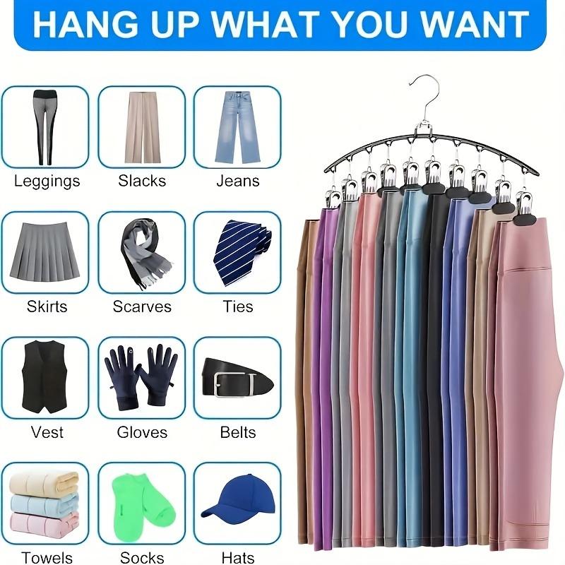 1PC curved multi-clip hanger with 10 non-slip clips and rubber coating -