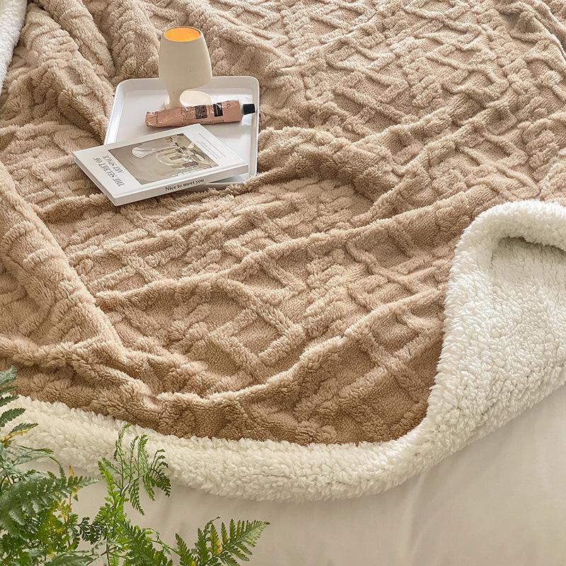 Exclusive Warm Lamb Fleece & Velvet Taffeta Blanket - Custom Thickened Solid Color