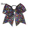 Shiny Hair Bows for Girls Sequins Bows, Elastic Tie, Large Cheerleading Stage Costume Accessories Band Ponytail Holder, Glitter Scrunchies Women Teens