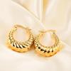 European & American Trendy Geometric Metal Earrings: 18K Gold Plated Stainless Steel Hollow Square Oval Studs