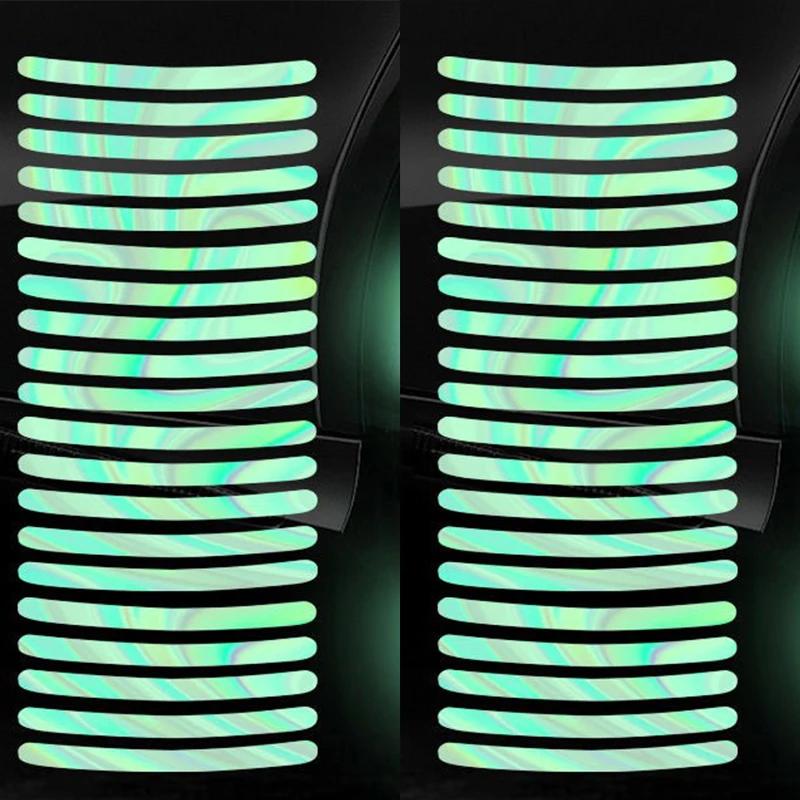 20 Pezzi Strisce Adesive Riflettenti Colorate per Mozzo Ruota Auto Moto Adesivo Decalcomania Styling Auto Decalcomanie Accessori Decor Auto Moto