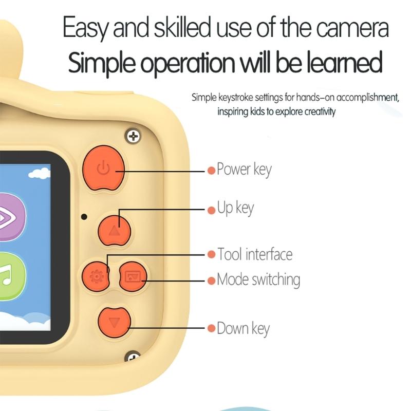 H9S Child Friendly Digital Camera Easy To Use Kids Educational Toy Camera 2.0in IPS Screen 8.0X Zooming Support OTG