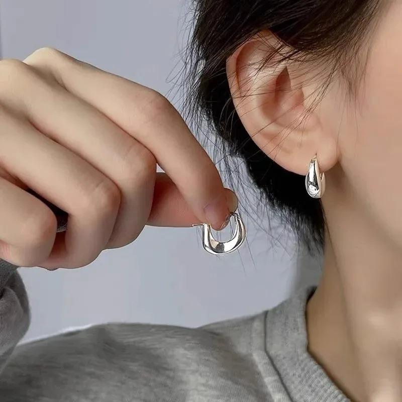 925 Silver Hoop Earrings for Women Fashion Versatile Round Circle Jewelry Gifts Prevent Allergy Sweet Girl
