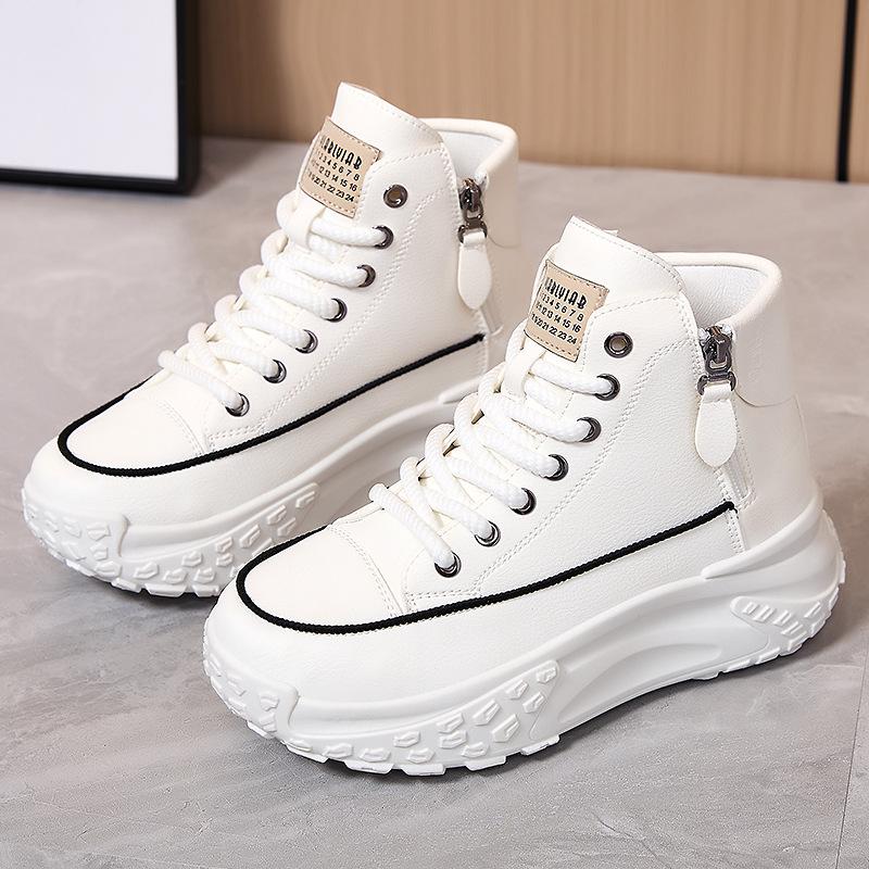 Dad Shoes Are Fashionable and Versatile, Mid-tube Shoes, Casual Thick-soled Sports Shoes, White Shoes, Soft Soles and Comfortable Single Shoes
