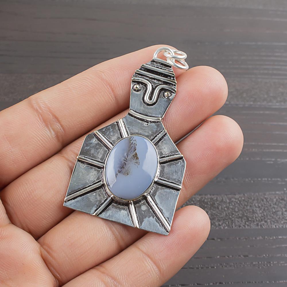 Natural Dendritic Opal Gemstone 925 Sterling Silver Jewelry  Pendant 2.2  AJP-1941