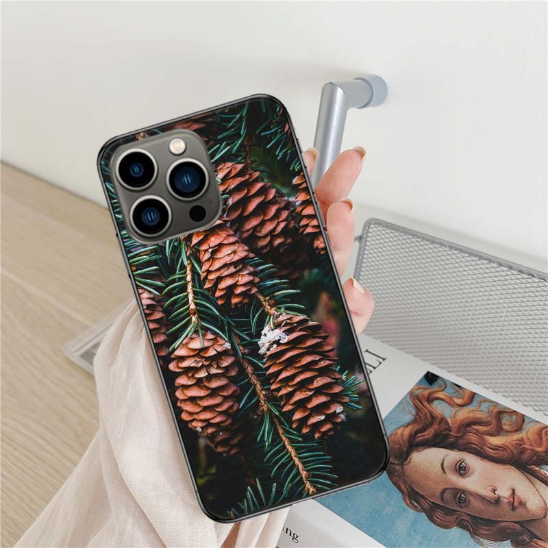 

Christmas Pineapple Branch Phone Case For Iphone 17 Air 16 15 Pro Max 14 Plus 16E Coque 13 Pro 12 Mini 11 Clear Cover Silicone C iPhone 14 Plus