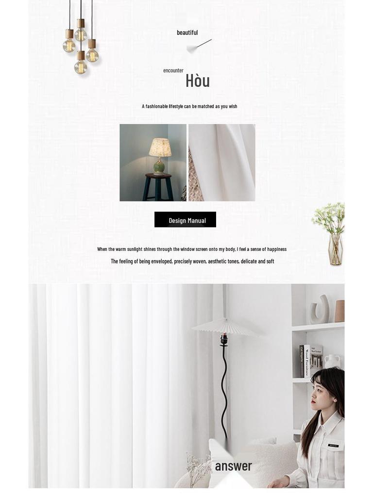 Nordic Semi-Shading Heat Insulation Gauze Curtain: Light-Filtering, Privacy-Ensuring for Living Room & Balcony.