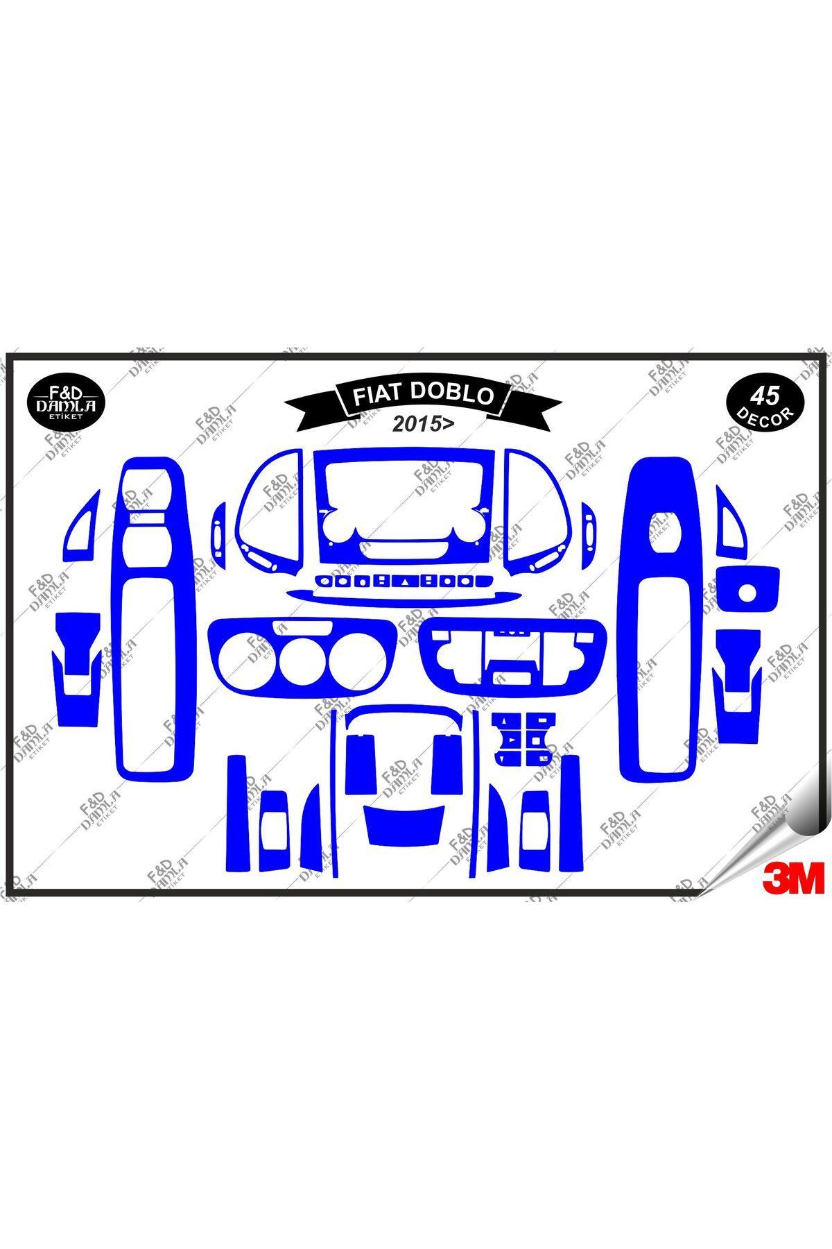 

Fiat Doblo 2015 Torpido Konsol Trim Göğüs Maun Kaplama Set 45 Parça Mavi