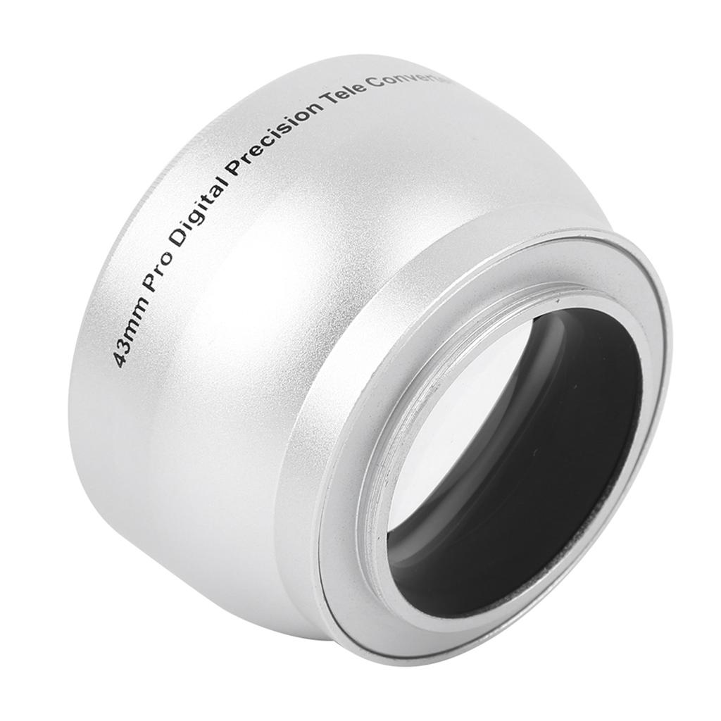 43MM 2X Aluminum Alloy Black Magnification Additional Lens for All 58MM Opening  Diameter Camera