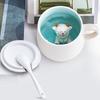 3D Animal Inside Mug, Funny Ceramic Cup, Coffee Mugs with Lid and Spoon, Milk Tea, Breakfast Cups