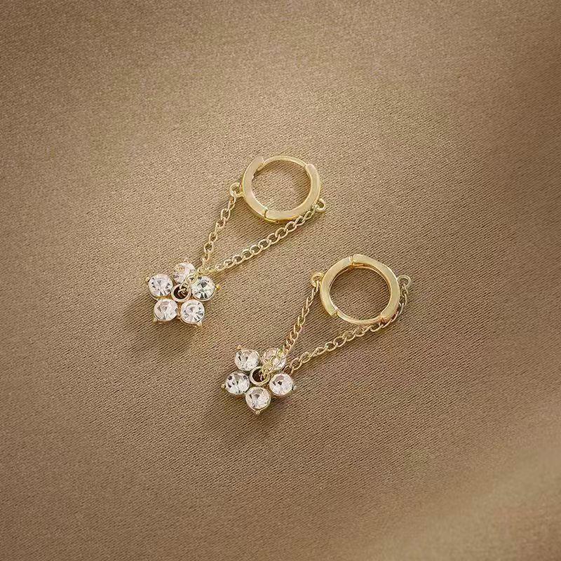 Silbernadel-Diamant-Opal-Ohrringe, modisch, vielseitig, leicht, luxuriös, schlicht und zart, Zirkon-Ohrringe