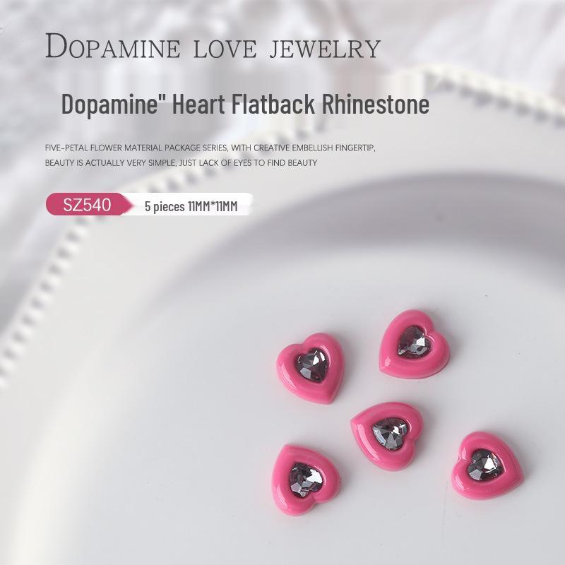 

Допамин Персиковое Сердце Смола Стразы: Украшения для нейл-арта (5шт)