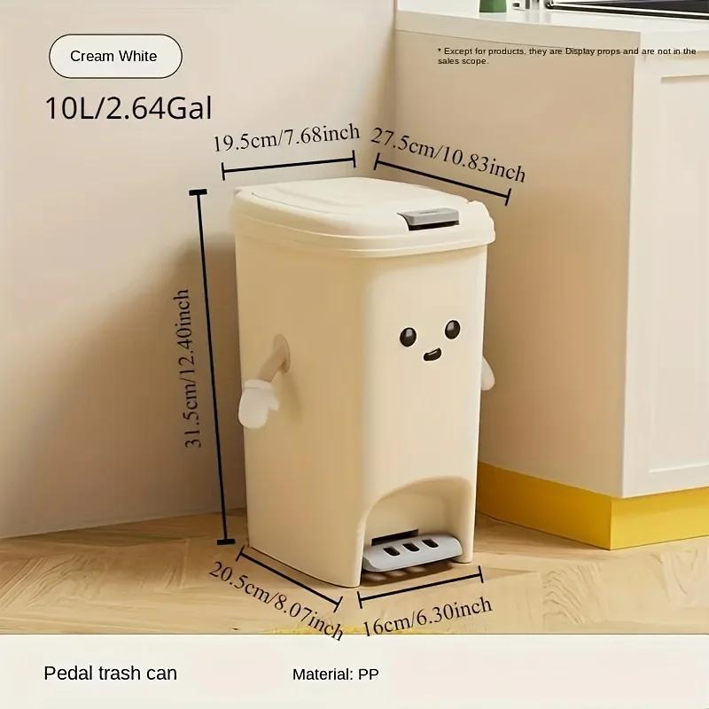 8/20L Chic Large-Capacity Trash Can with Dual Open Design - Durable, Rust-Resistant Plastic, Easy Access for Home Waste Storage