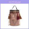 Circular Ethnic Style Handbag Women Shoulder Bag With Tassels For Casual Events