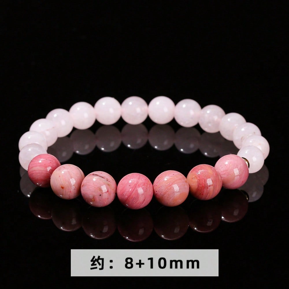 Natural Red Stone Powder Crystal Bracelet Sweet Round Bead Bracelet Jewelry Gift