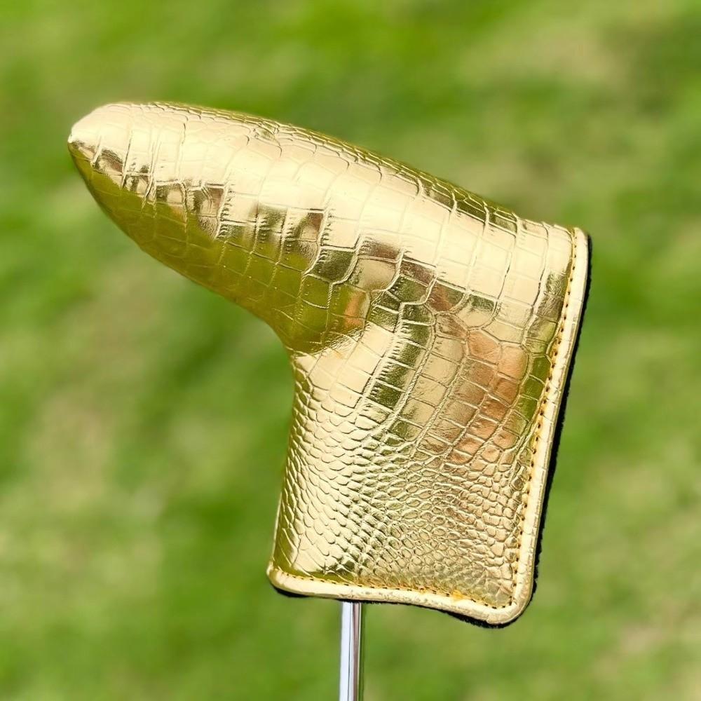 PU Leather Golf Putter Headcover Alligator Grain Pattern Putter Head Cover Golf Club Storage