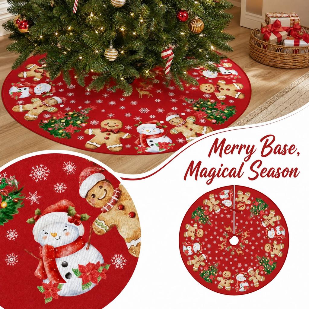 Festive Christmas Tree Skirt for Tree Base Cover, Holiday Home Decor for Winter Celebrations