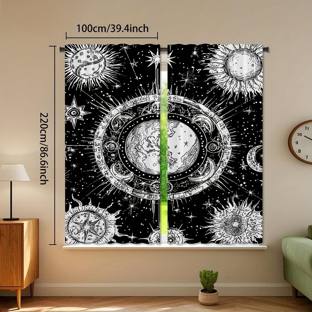 2pcs   Galaxy and Constellation Curtain Set   Mandala Sun and Moon Curtain for Bedroom   Gothic Boho Window Drapes
