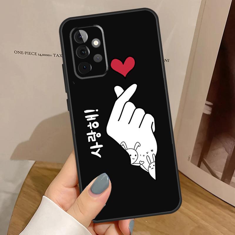 Kpop Finger Heart Case For Samsung Galaxy A15 A16 A17 A26 A36 A56 A55 A35 A52 A32 A12 A53 A33 A13 A14 A34 A54
