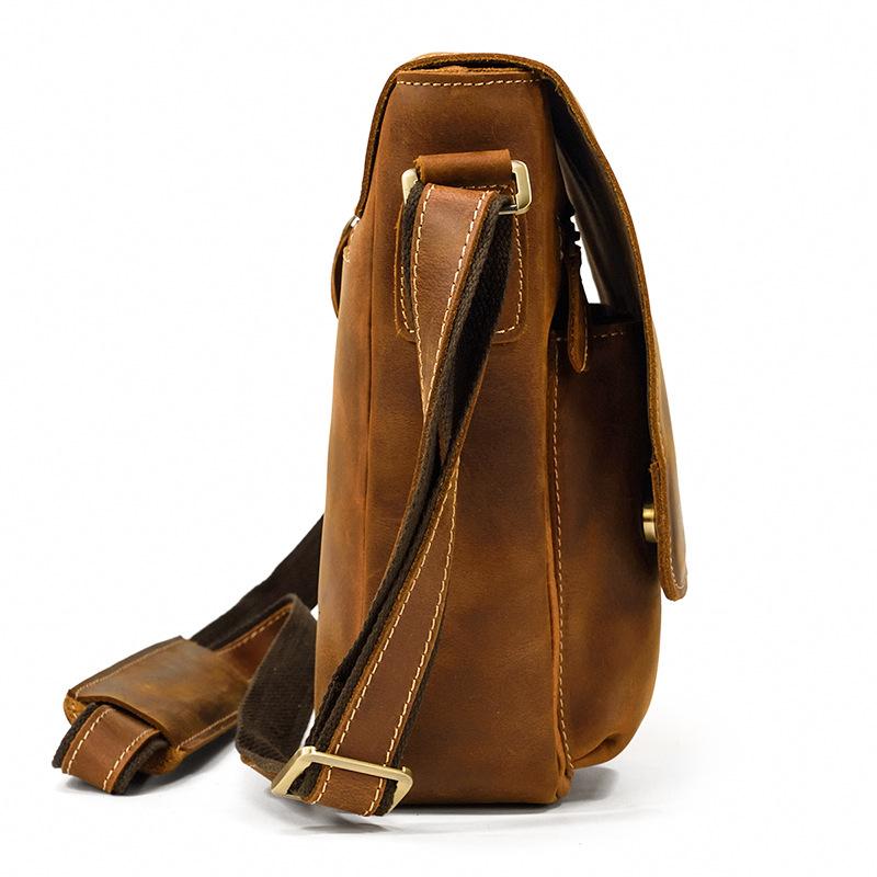 Leather Shoulder Bag Flip Crazy Horse Leather Messenger Bag First Layer Cowhide Shoulder Bag Spring And Summer Leisure