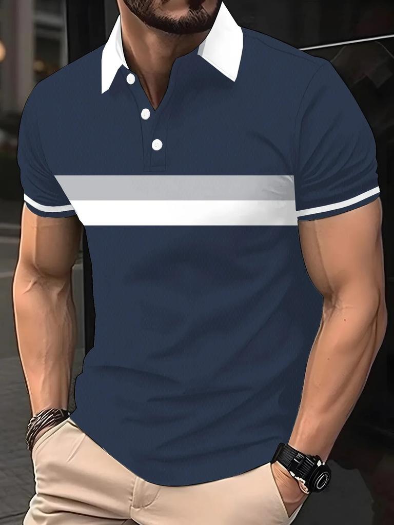 Trendy Casual! Men's Short-sleeve Polo Shirt, Comfortable and Versatile.