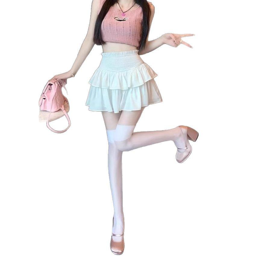 Spring and Summer New Korean Version of Sweet Waist Spice Girl Style High Waist Thin Puffy Cake Skirt