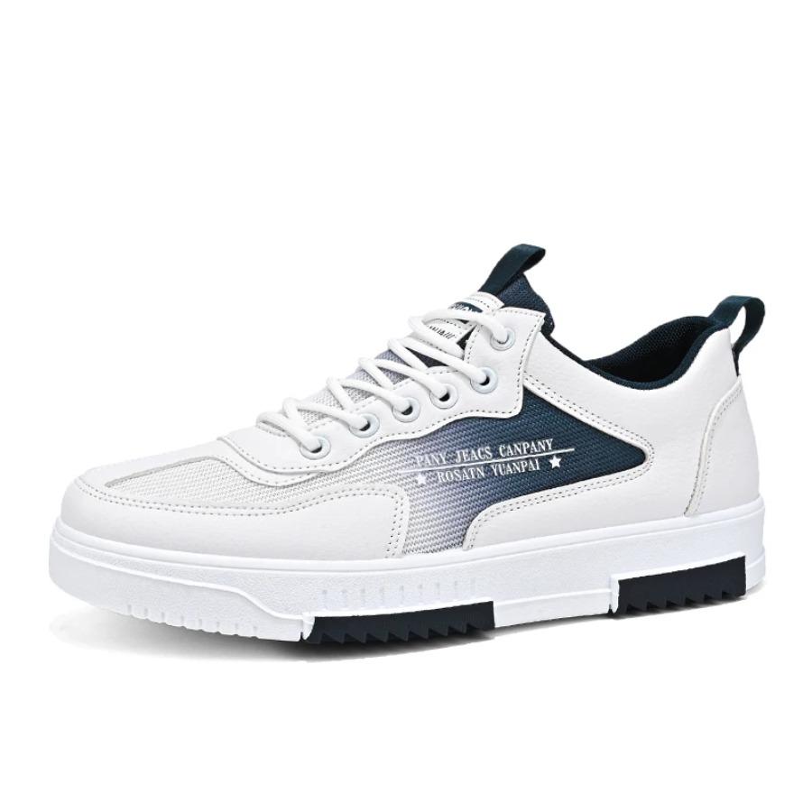Men's Shoes with A Two-tone Flat Heel Low Top Round Toe Four-season Large-sized Lace-up Sports and Casual, High-quality Sneakers