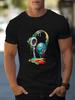 Men's T-Shirt Music Headphone Print Short Sleeve T-Shirt Lightweight Breathable Fabric Weekend Outfit Modern Style Men Clothes