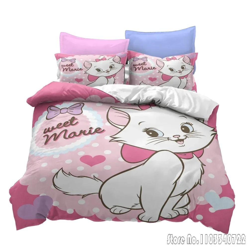 3D Print Cartoon Marie Cat Duvet Cover Set HD Comforter Cover for Kids Bedding Sets Bedclothes Bedroom Decor