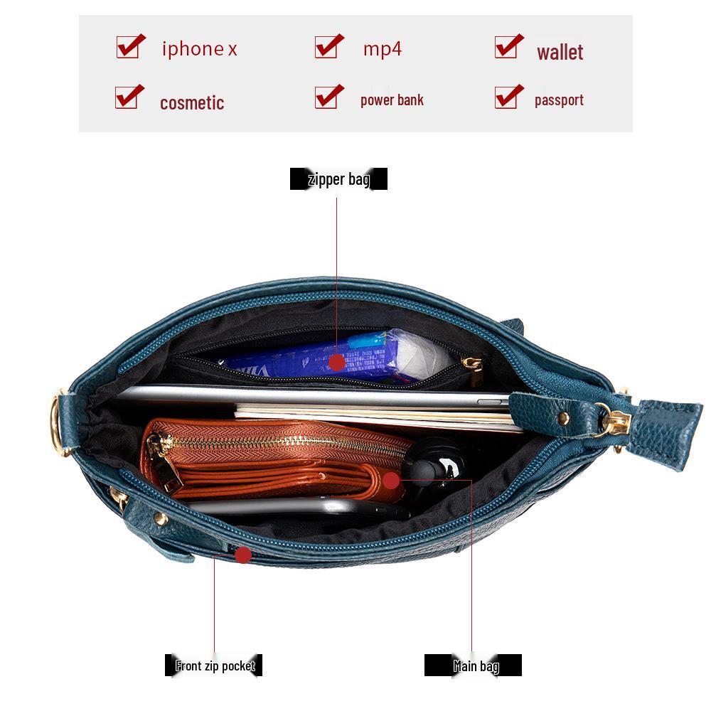 Women's Genuine Leather Bucket Bag - Autumn/Winter Fashion for Middle-Aged Moms