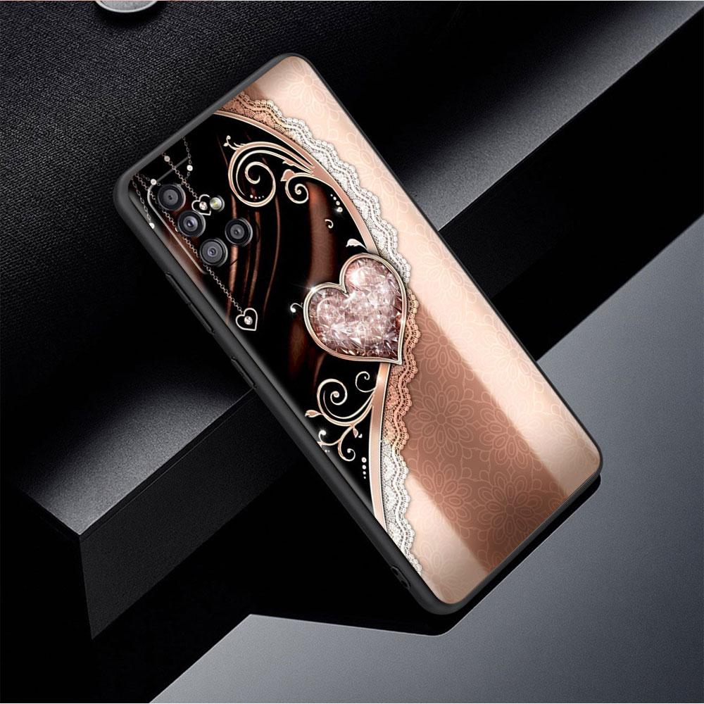Case For Samsung Galaxy A52 A12 A32 A51 A21s A71 A13 A53 A22 A31 A72 A03 A02s A41 Black Phone Shell Love Bow