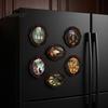 Decorative Metal Cabinet Stickers Halloween Wooden Refrigerator Magnets, Vintage Gothic Oval Frame Fridge Magnets with Witch Niche Holiday Souvenir