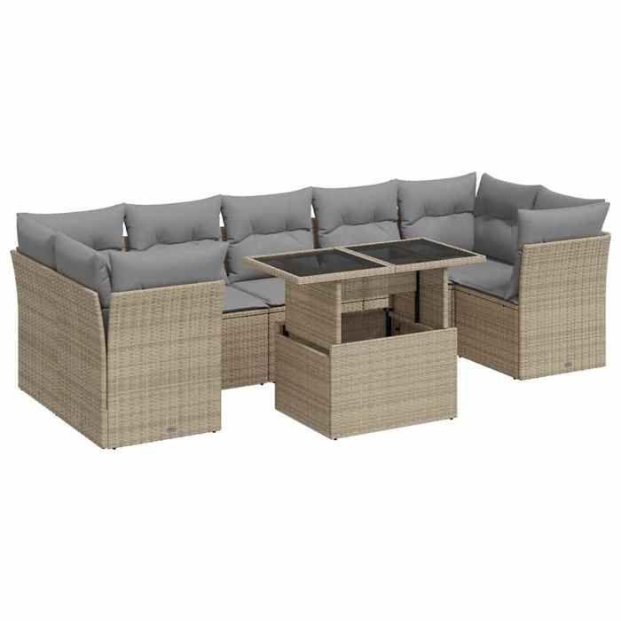VidaXL Garden Lounge Set with Cushions 8 Pcs Beige Braided Resin 3326120