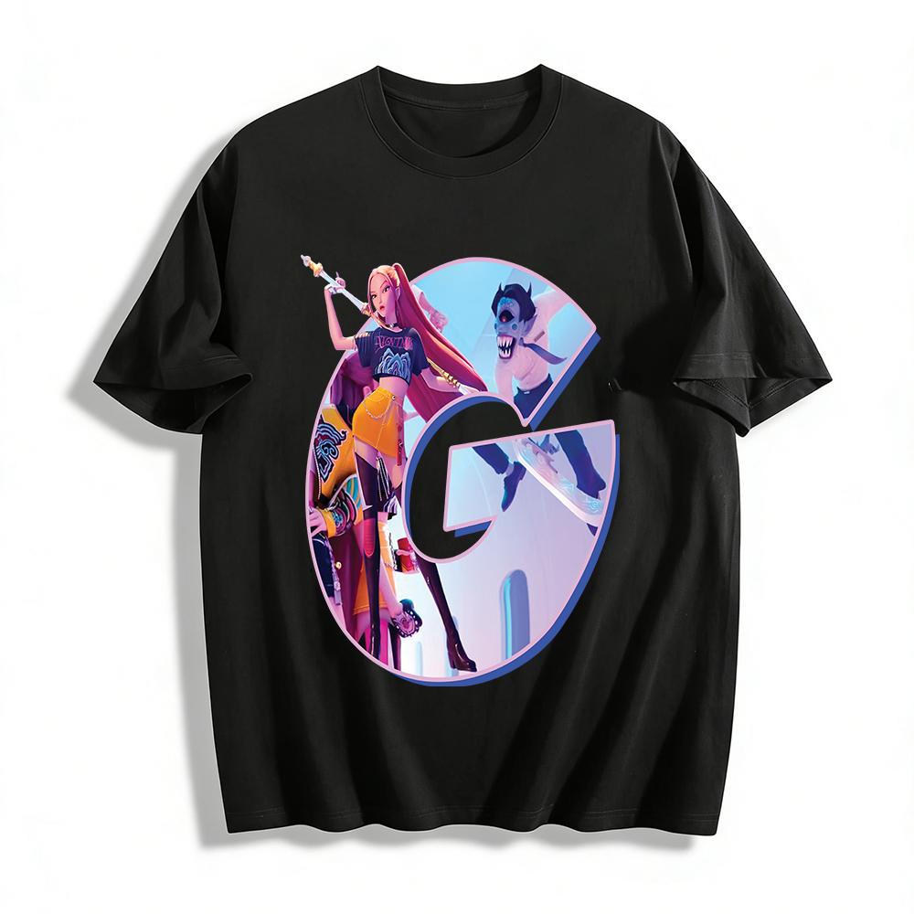 Cyberpunk Girl Graphic Tee Streetwear Cool Loose Casual Unisex Top Trendy Chinese Style Print Shirt Pure cotton T-shirt XXS