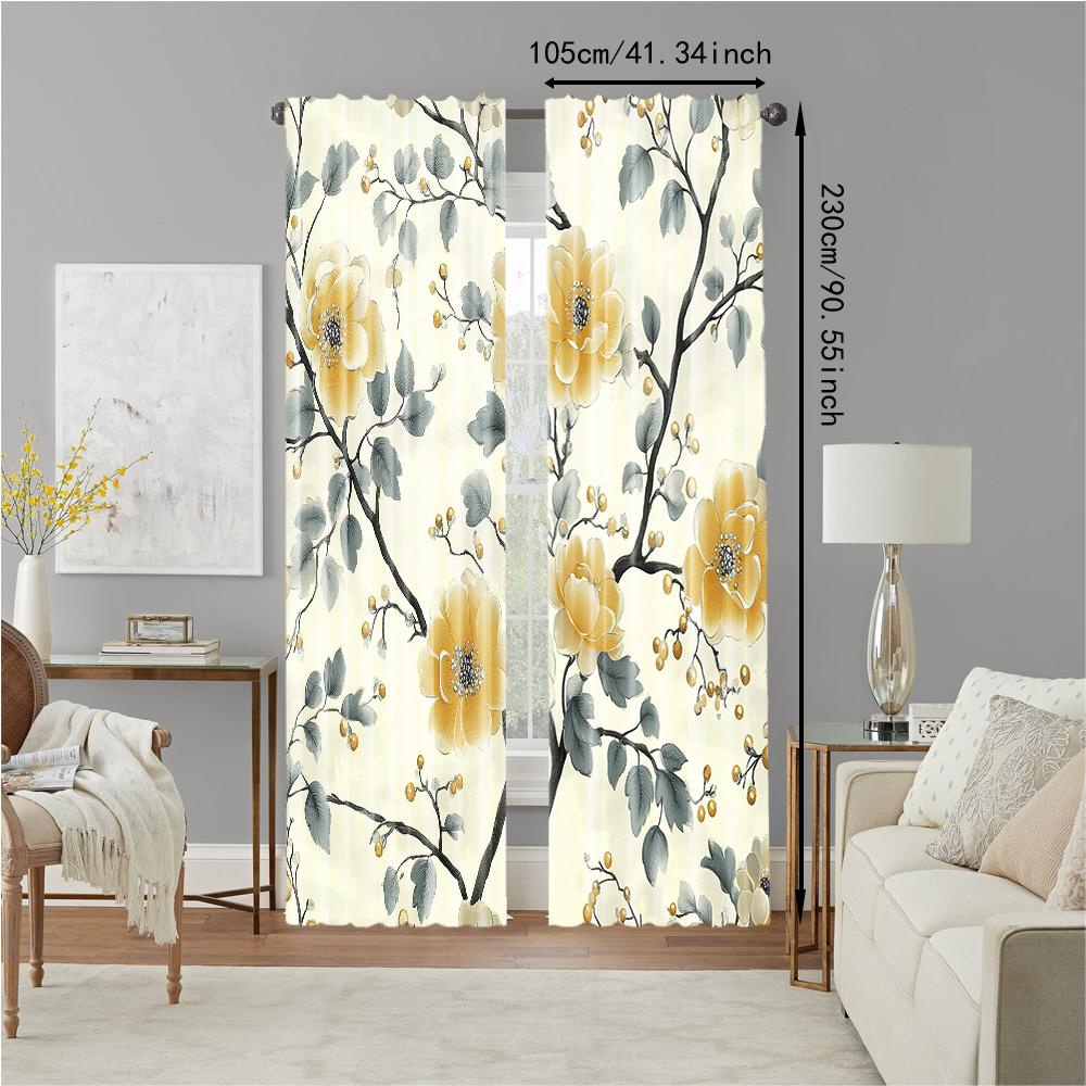 2 pcs   versatile polyester transparent curtains for home decoration European Style for use in bedrooms and living rooms