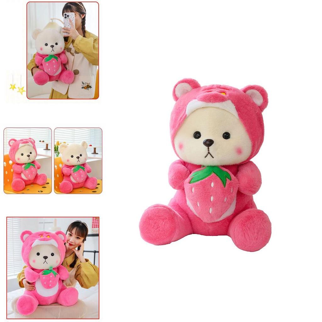 Süßer Erdbeer-Teddybär Plüschtier für Kinder Weiches und kuscheliges Stofftier Geschenk 40cm 50cm 65cm)