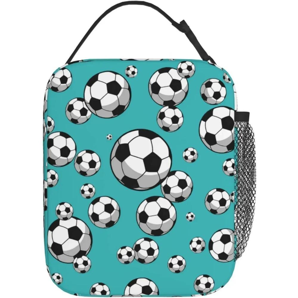 Soccer Insulated Lunch Bag for Women Men Reusable Lunch Box for Work School Picnic Beach Cooler Thermal Lunch Bag for Boys Girls