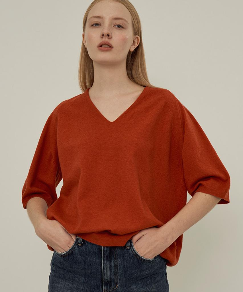 Baseukala V-Neck Half Sleeves Knitwear (7Colors)