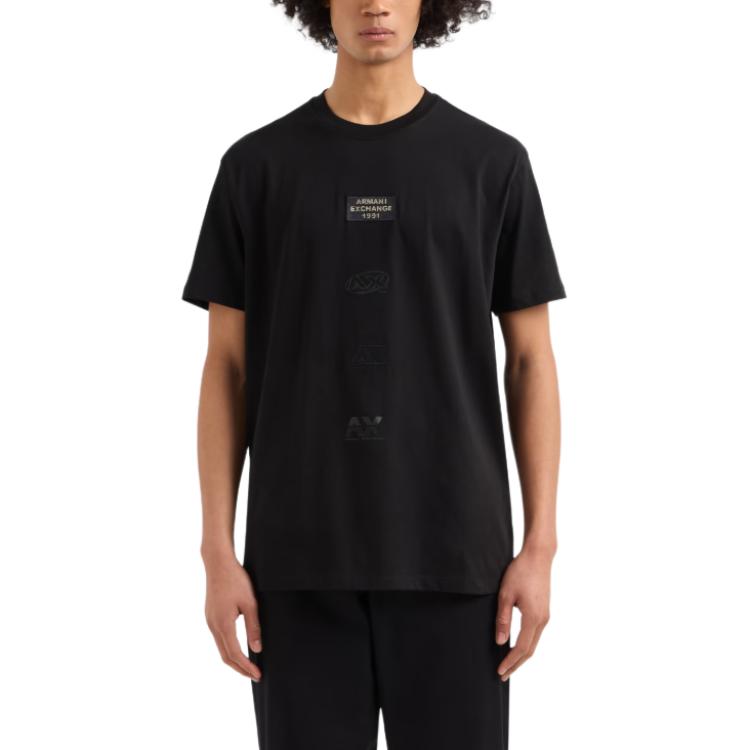 Armani Exchange Lettered Pullover Round Neck Short Sleeve T-Shirt Men Tops Black XM000755-AF13106-UC001