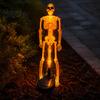 Weatherproof Seasonal Lawn Art Solar Skeleton Garden Stake Light, Halloween 3D Glowing Skull Yard Front Spooky Displays Decor with LED, Waterproof