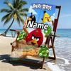 Custom Name Personalized Angry Birds Print Beach Towel, for Trip Camping Beach Party Home Decor, Birthday Gift for Family & Friends