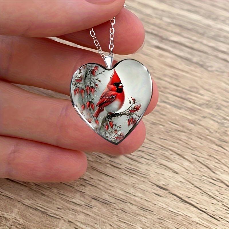 Elegant Love Bird Pendant Necklace - Y2K Inspired Red Bishop Bird Jewelry for Men & Women, Perfect Birthday or Anniversary Gift
