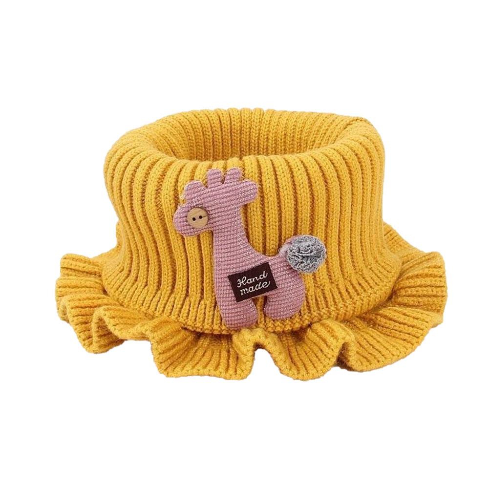 Children's Knitted Scarf Cartoon Giraffe Ruffle Neck Warmer Girls Kids Neck Collar Circle Outdoor Winter Warm Scarves