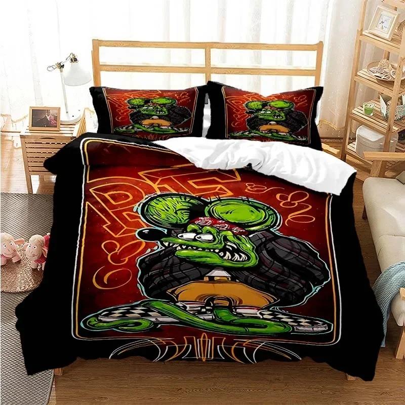 Rat Fink Fashion Digital Printing Bedding Set Duvet Cover Comforter Bed Single Twin Full Queen Youth Kids Girl Boys Gift